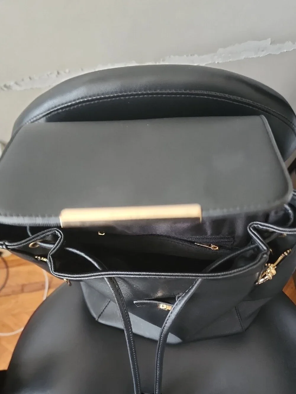 Elegant Black Women’s Backpack with Gold Hardware. Great Condition